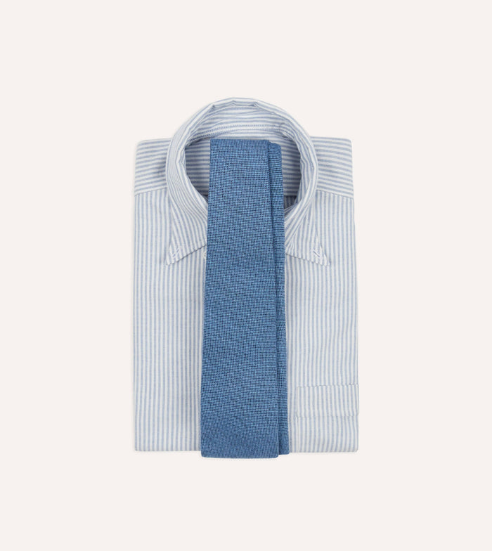 Blue Pure Cashmere Solid Tipped Tie