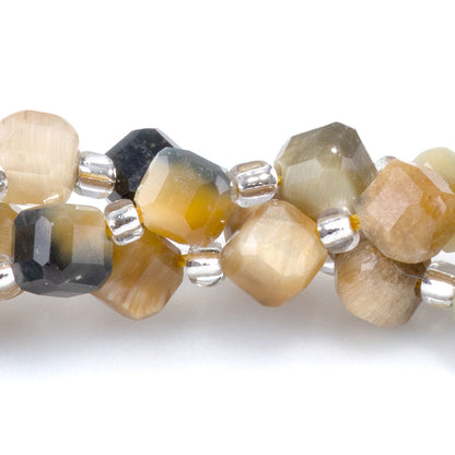 This is a Dakota Stones 4x6mm Blue Tiger Eye Corner Gemstone strand with table-cut cube beads in 15-16 inch strand.