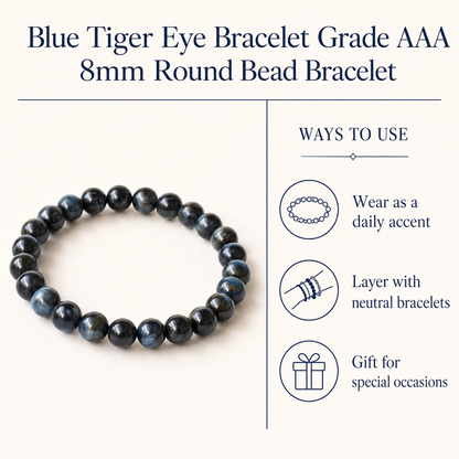 Blue Tiger Eye Bracelet (Generosity and Dreams)