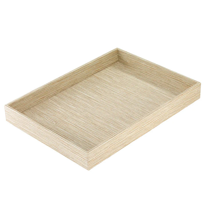Bodrum Grasscloth Ecru 13x18 Inch Rectangle Tray