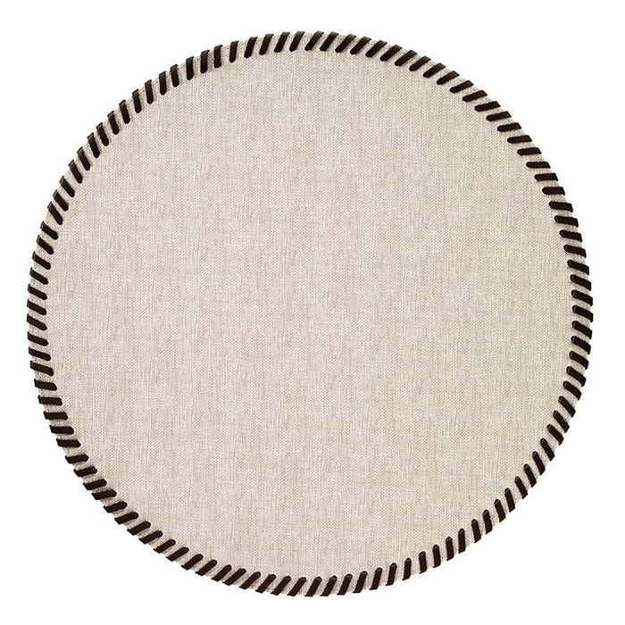 Bodrum Whipstitch Beige  15 Inch Round Placemats Set of 4