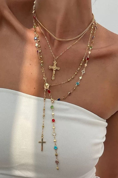 Boho Y multicolor Cross Necklace-Cute-Trendy-Shop-Womens-Boutique-Clothing-Store
