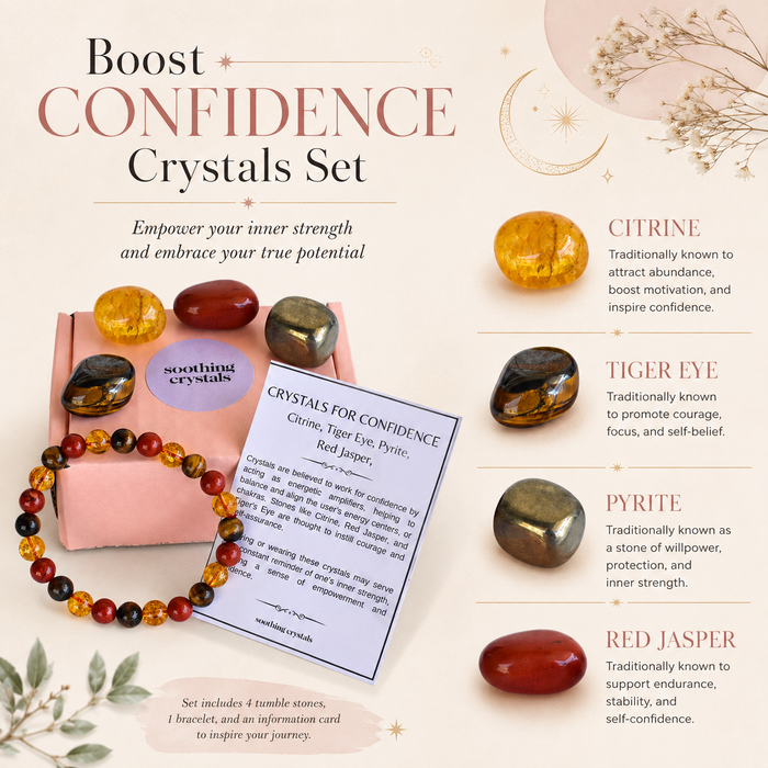 Boost CONFIDENCE Crystal Kit, Gemstone Tumble Kit, Confidence Crystal Gift Set.