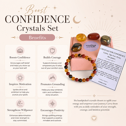 Boost CONFIDENCE Crystal Kit, Gemstone Tumble Kit, Confidence Crystal Gift Set.