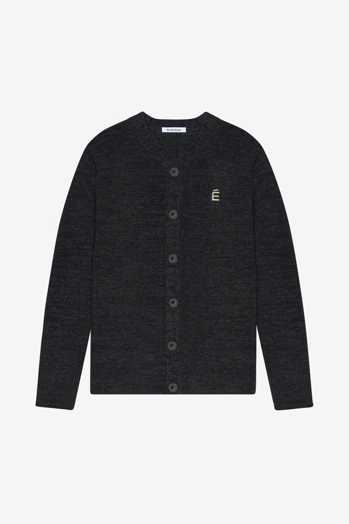 BORIS CARDIGAN ACCENT CARDIGAN - CHARCOAL T1 / CHARCOAL