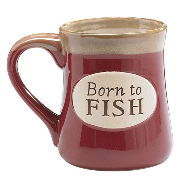 Born to Fish Burgundy 18 oz. Coffee Mug with Fisherman's Serenity Prayer Front