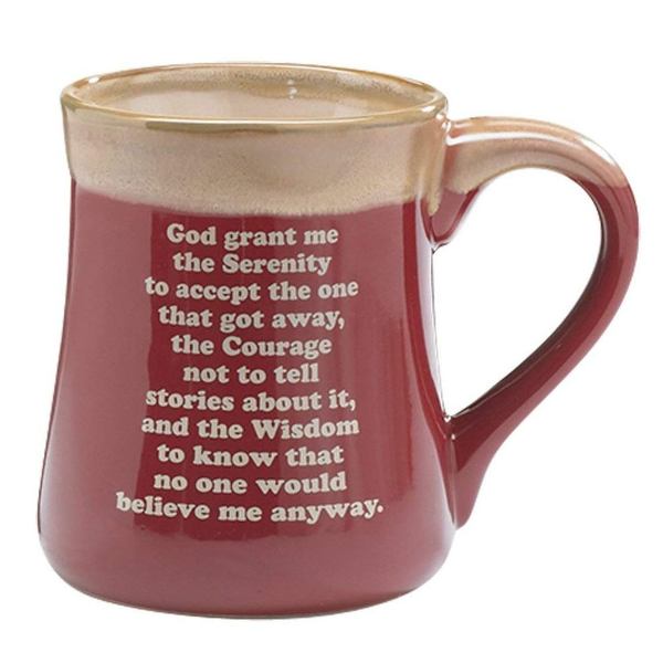 Born to Fish Burgundy 18 oz. Coffee Mug with Fisherman's Serenity Prayer Back