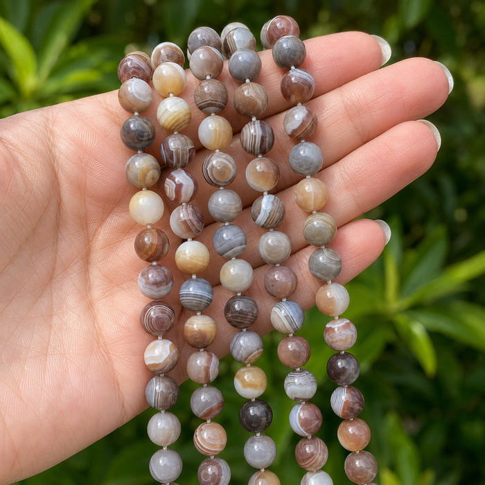 Botswana Agate Beads, Natural Round Crystal Beads 6mm to 10mm