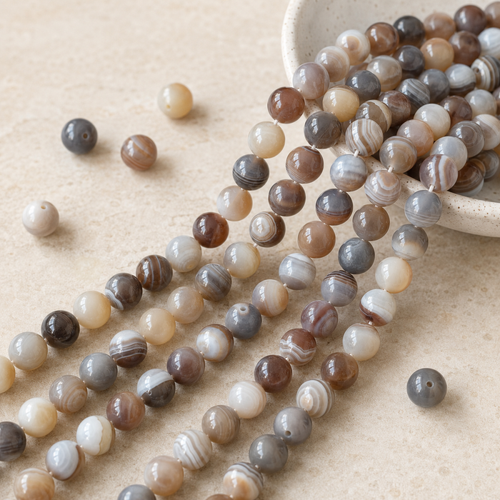 Botswana Agate Beads, Natural Round Crystal Beads 6mm to 10mm