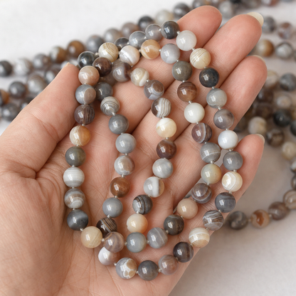Botswana Agate Beads, Natural Round Crystal Beads 6mm to 10mm