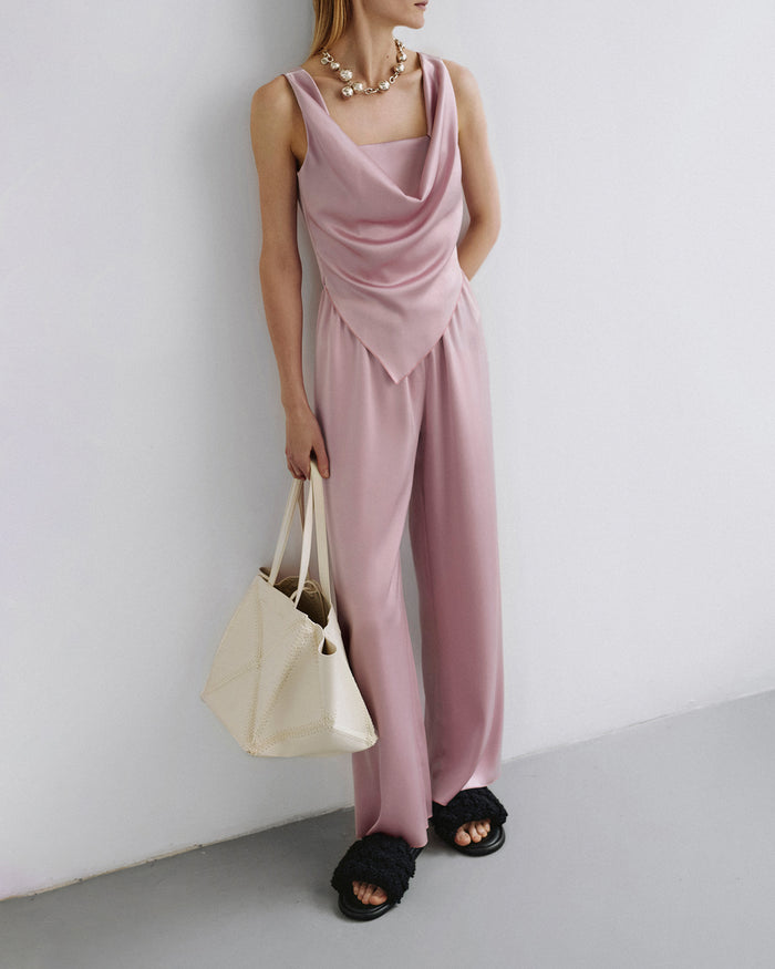 Brenda - Slip Satin Pants - Dusty Pink