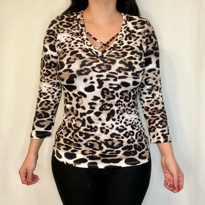 Brown Animal Print Top