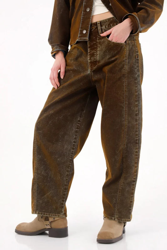 Brown Velvet Horseshoe Jeans for Women