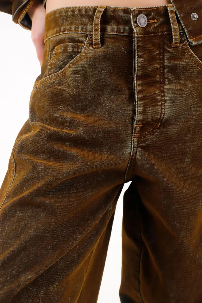 Brown Velvet Horseshoe Jeans for Women