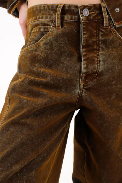 Brown Velvet Horseshoe Jeans for Women