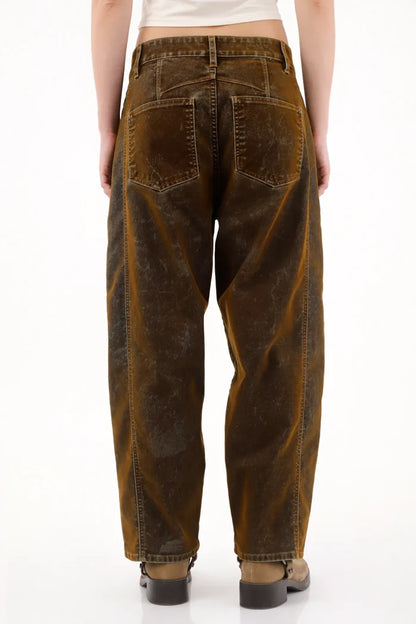 Brown Velvet Horseshoe Jeans for Women