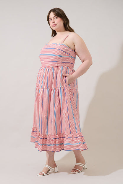 Brynley Cami Midi Dress Stripe Curve