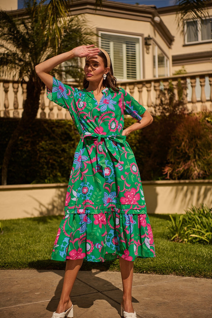 Cabina Floral Reya Pleated Midi Dress