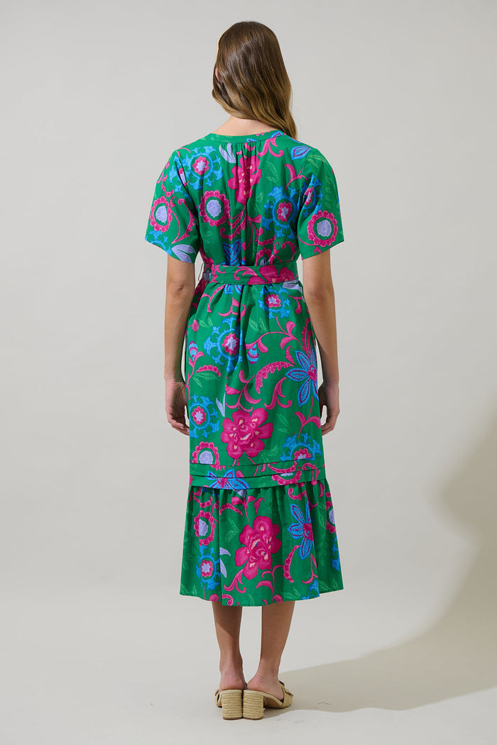 Cabina Floral Reya Pleated Midi Dress
