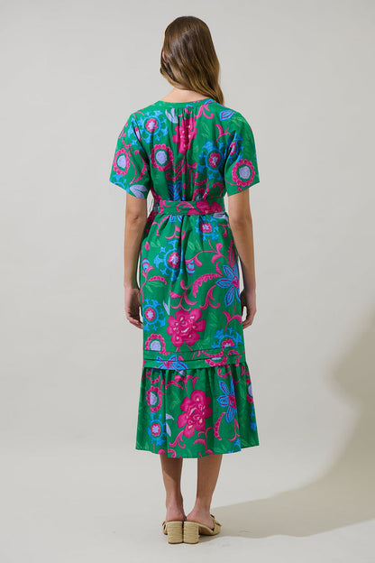 Cabina Floral Reya Pleated Midi Dress