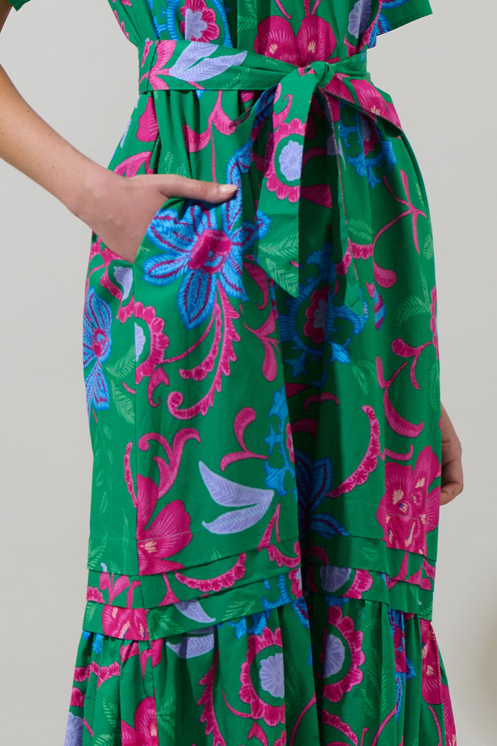 Cabina Floral Reya Pleated Midi Dress