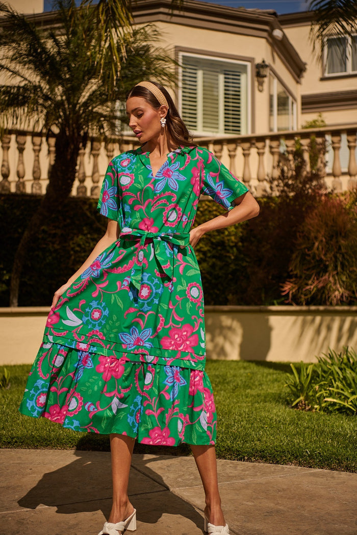 Cabina Floral Reya Pleated Midi Dress