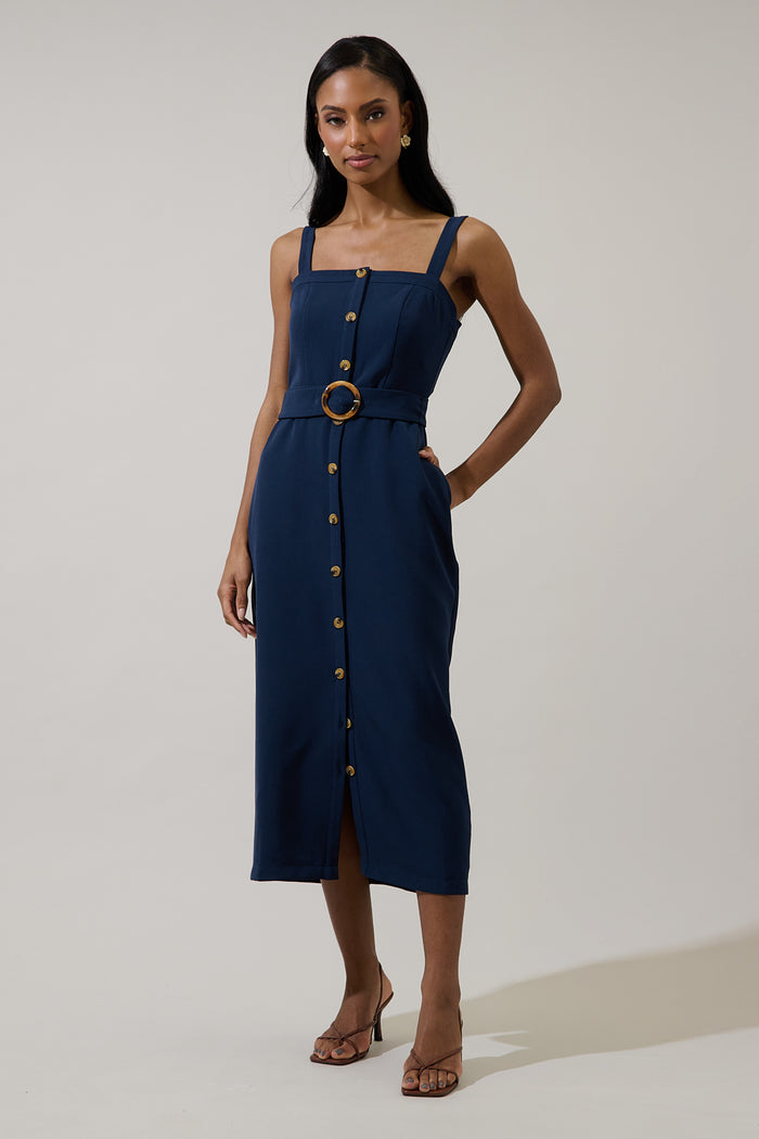 Camady Sleeveless Button Midi Dress