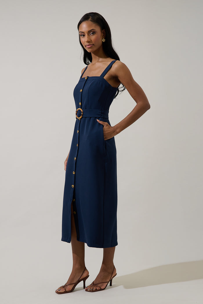 Camady Sleeveless Button Midi Dress