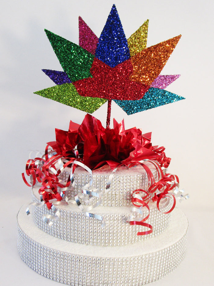 Colorful Canada's 150th logo in centerpiece - Designs by Ginny