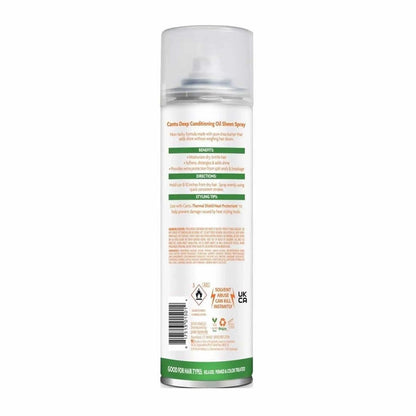 Cylindrical spray bottle with a label on a white background