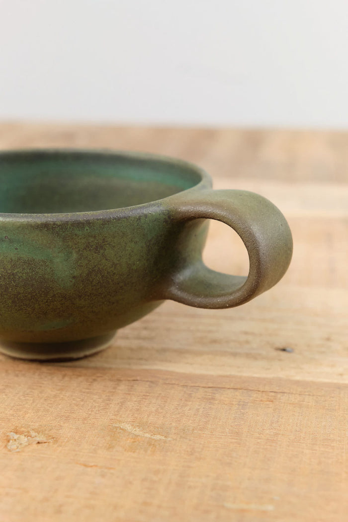 Kati Von Lehman Home CoffeeTea Cappuccino Mug and Saucer in Emerald Emerald