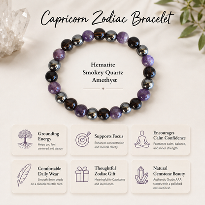 Capricorn Zodiac Crystal Bracelet, Capricorn Gifts