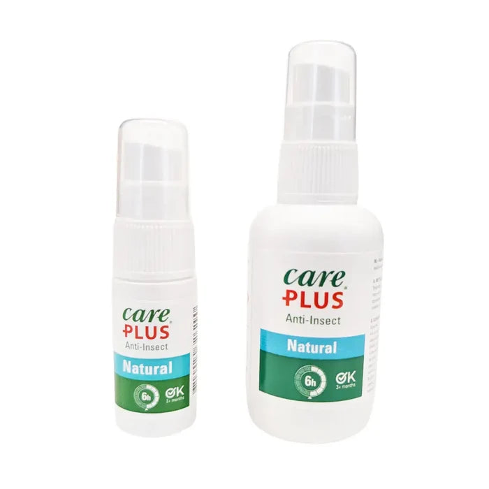 Care Plus Natural Citriodiol Insect Repellent Spray 15ml shown next tp the 60ml version on a white background