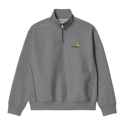 Carhartt WIP Half Zip American Script Crewneck Dark Grey Heather