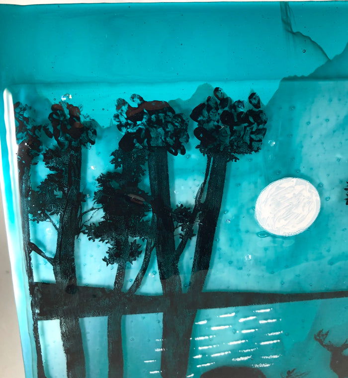 Caribou Lake Fused Glass Art Panel