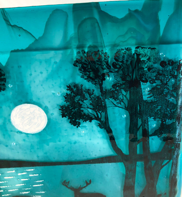 Caribou Lake Fused Glass Art Panel