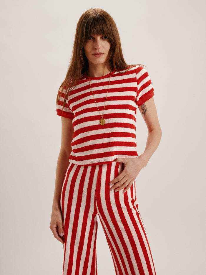Cherry-Ivory Stripe