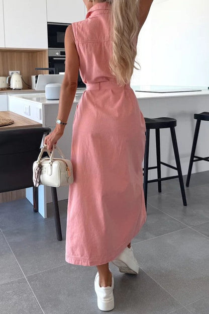 Challenge Accepted Midi Denim Sleeveless Dress-Cute-Trendy-Shop-Womens-Boutique-Clothing-Store