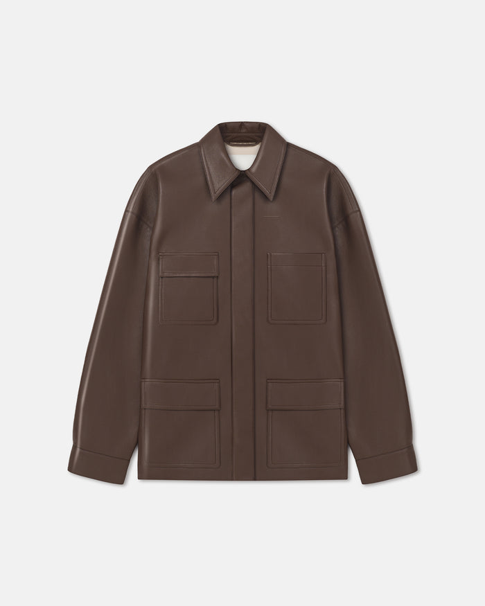 Chasin - Regenerated Leather Shirt Jacket - Chocolate