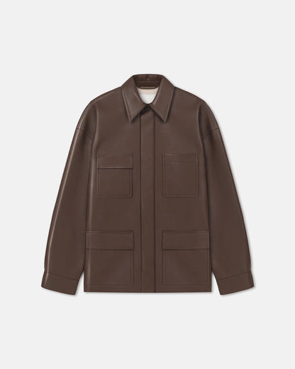 Chasin - Regenerated Leather Shirt Jacket - Chocolate