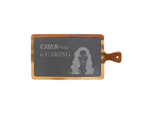 Cher-ing is Caring - Cher Small Acacia Wood/Slate Server with Handle