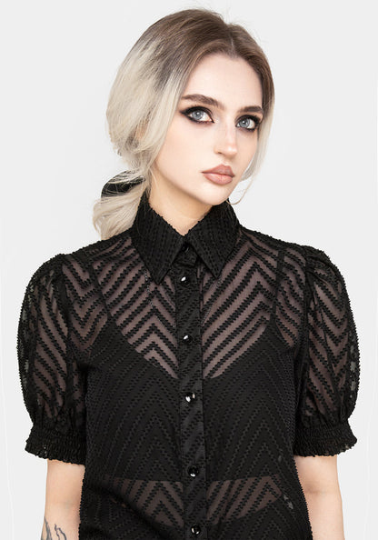 Chevron Button Up Blouse Top