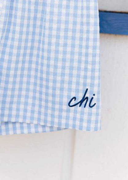 Chi Script Gingham Short - Light Blue
