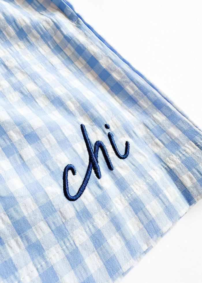 Chi Script Gingham Short - Light Blue