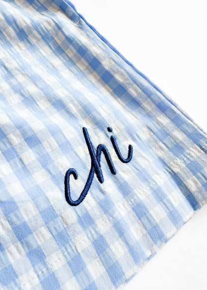 Chi Script Gingham Short - Light Blue