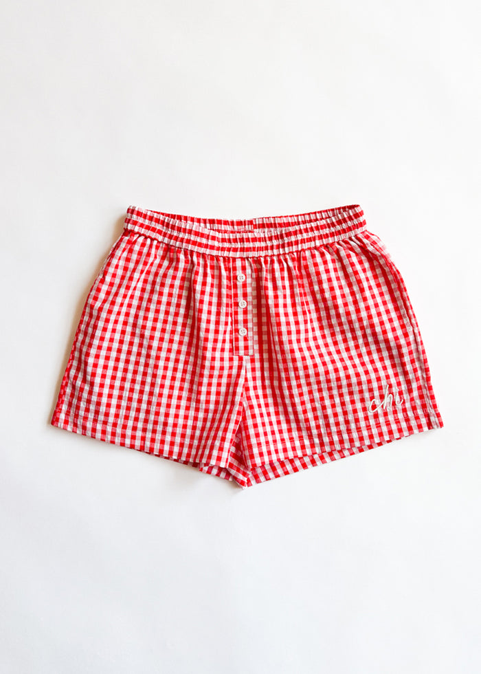 Chi Script Gingham Short - Red