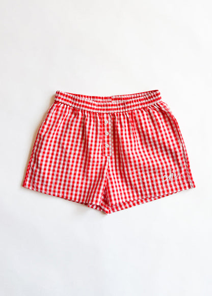 Chi Script Gingham Short - Red