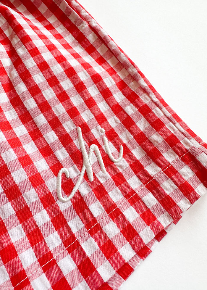 Chi Script Gingham Short - Red