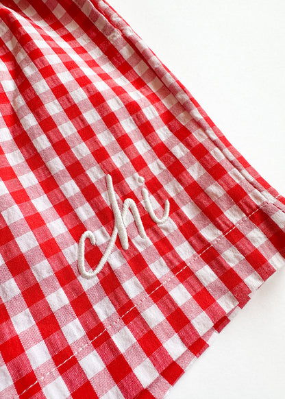 Chi Script Gingham Short - Red