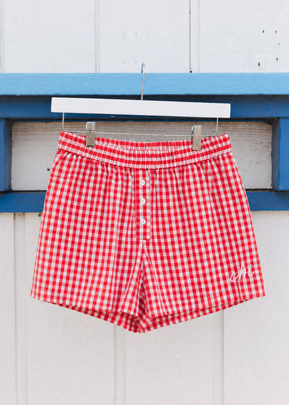 Chi Script Gingham Short - Red